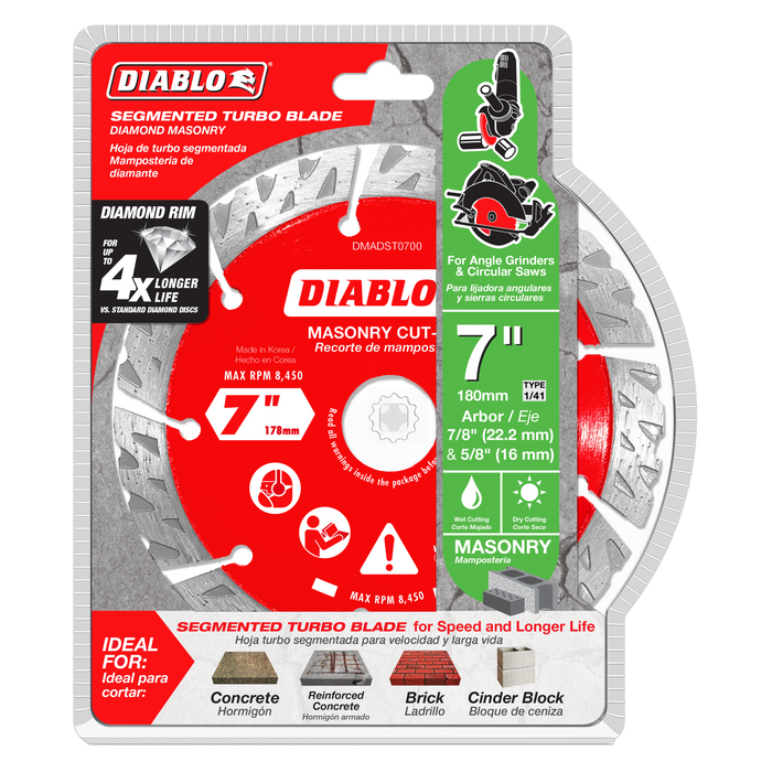 Diablo DMADST0700 7" Diamond Segmented Turbo Masonry Cut-Off Blade - Package image