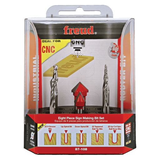 Freud 87-108 8 Piece CNC Router Bit Signmaking Set - Package image