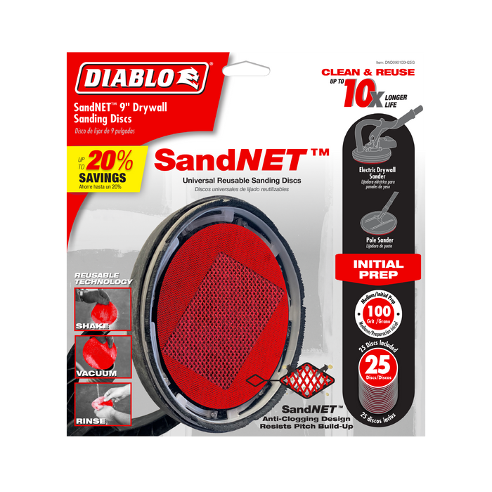 Diablo DND090100H25G 9" Sand Demon™ 100-Grit Sanding Discs for Drywall (25-pk) - Package image