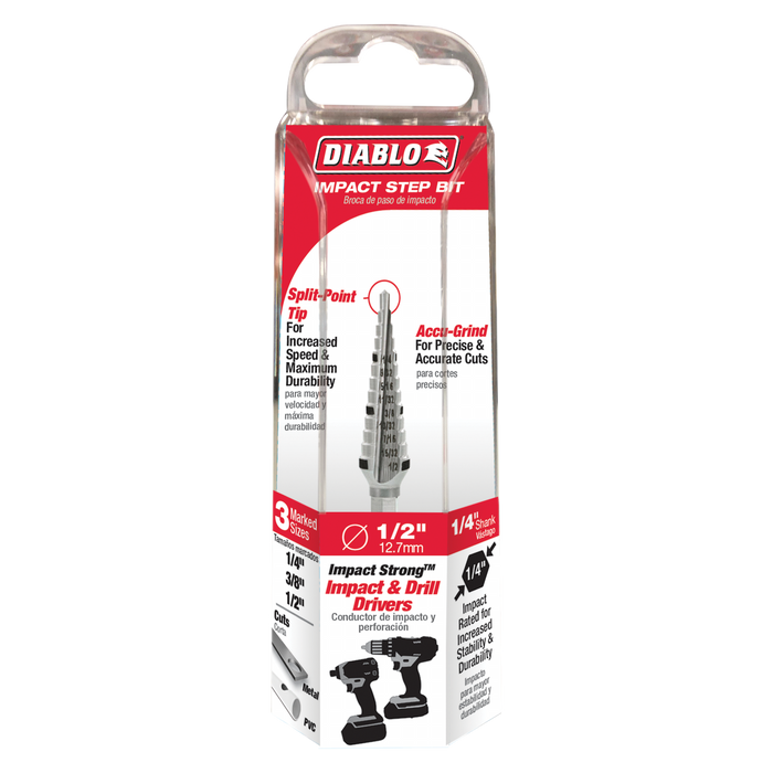 Diablo DSD0500S13 1/4" - 1/2" Impact Step Drill Bit (13 Steps) - Package image