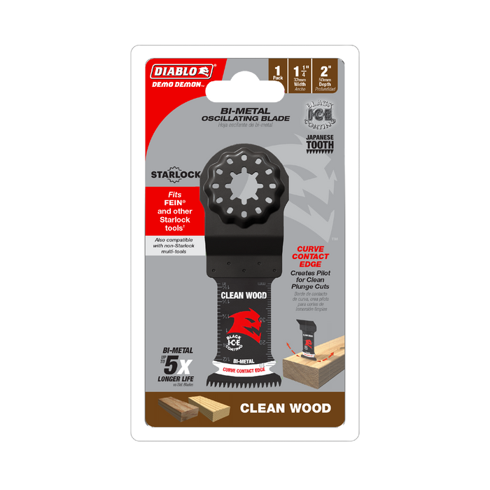 Diablo DOS125JBW 1-1/4" Demo Demon™ Starlock Bi-Metal Oscillating Blade for Clean Wood - Package image