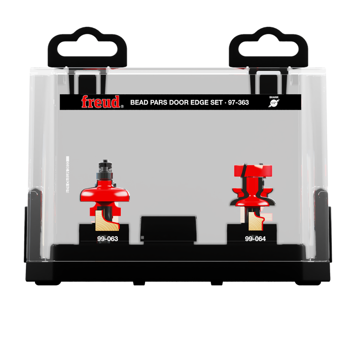 Freud 97-363 3 Piece Premier Adjustable Bead Door Edge Router Bit Set - Package image