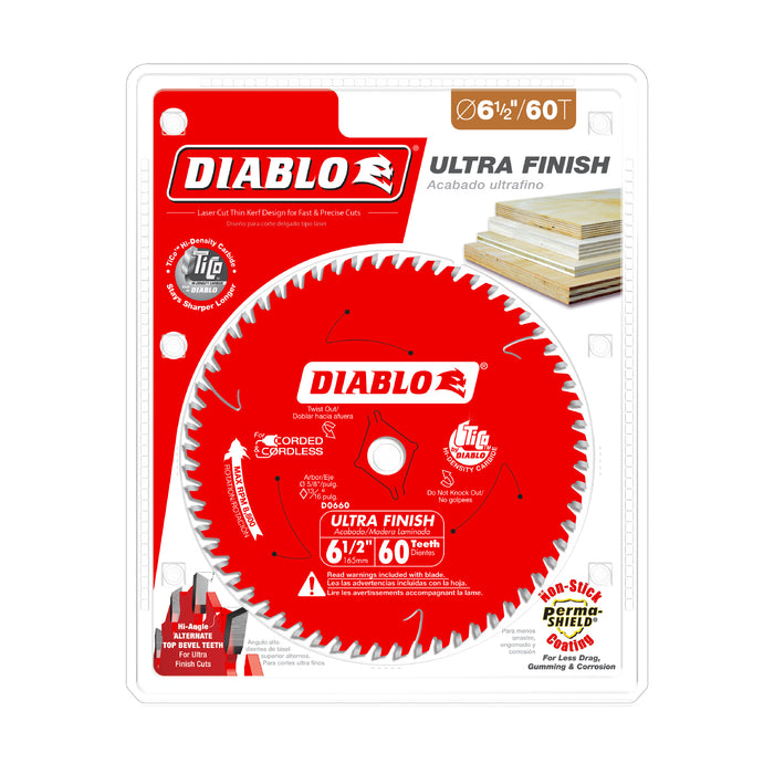 Diablo D0660A 6-1/2" x 60-Teeth Ultra Finish Saw Blade for Wood - Package image