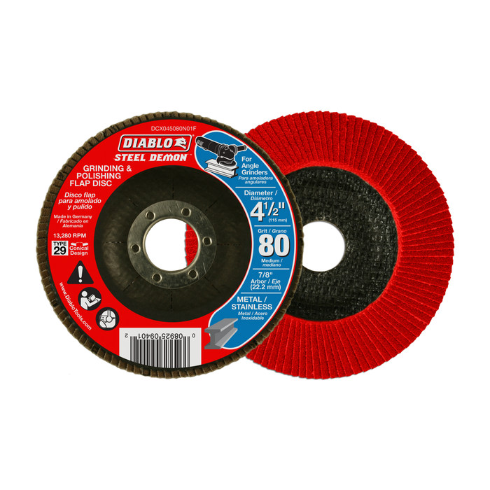 Diablo DCX045080N01F 4-1/2" 80-Grit Type 29 Steel Demon™ Flap Disc for Metal - Main image
