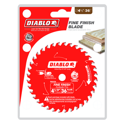Diablo D0436X 4-1/2" 36-Teeth Fine Finish Saw Blade - Package image