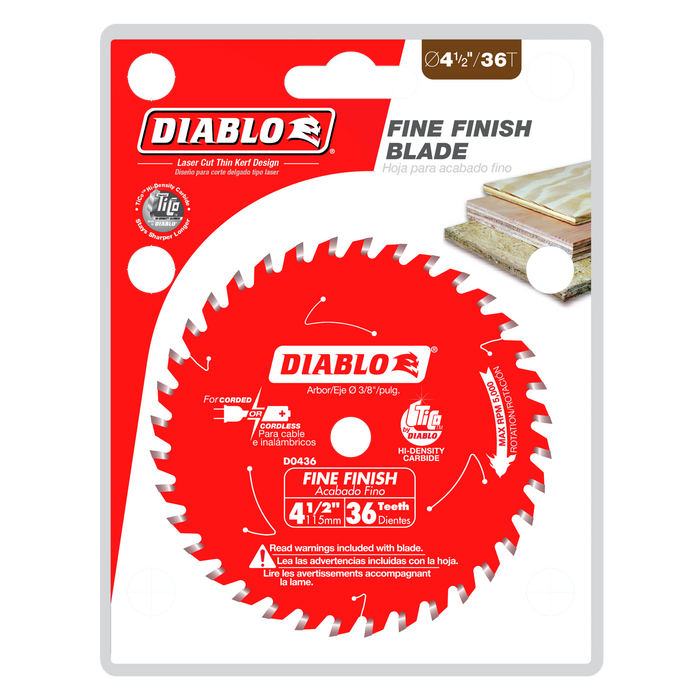 Diablo D0436X 4-1/2" 36-Teeth Fine Finish Saw Blade - Package image