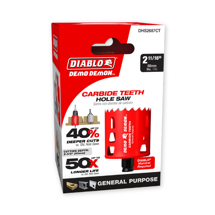 Diablo DHS2687CT 2-11/16" Carbide Teeth Hole Saw for Wood and Metal - Package image