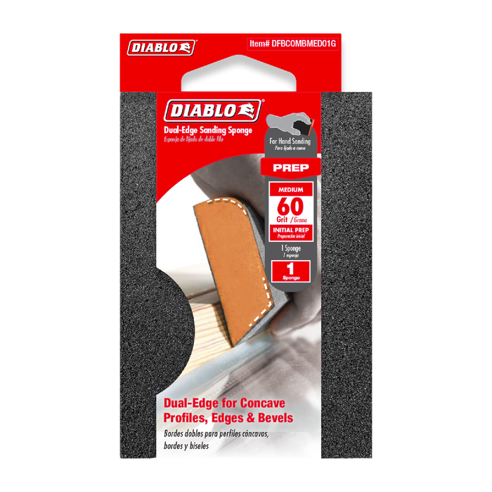 Diablo DFBCOMBMED01G 4" x 2-3/4" x 1" 60-Grit Dual-Edge Sanding Sponge - Package image
