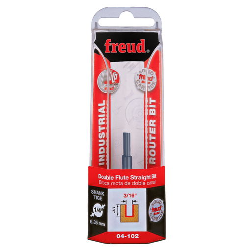 Freud 04-102 3/16" (Dia.) Double Flute Straight Bit - Package image