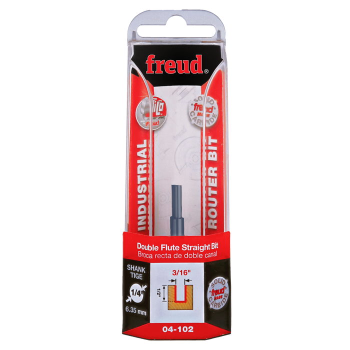 Freud 04-102 3/16" (Dia.) Double Flute Straight Bit - Package image