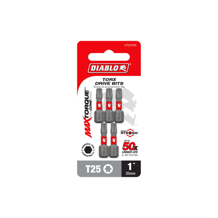 Diablo DT251P5 1" #25 Torx Drive Bits (5-pk) - Package image