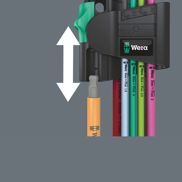 Wera 950/7 Hex-Plus Multicolour Magnet 1 L-key set, metric, BlackLaser, 7 pieces 05022534001, view 6