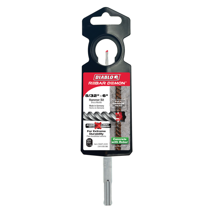 Diablo DMAPL4020 5/32" x 4" x 6" Rebar Demon™ SDS-Plus 4-Cutter Full Carbide Head Hammer Drill Bit - Package image