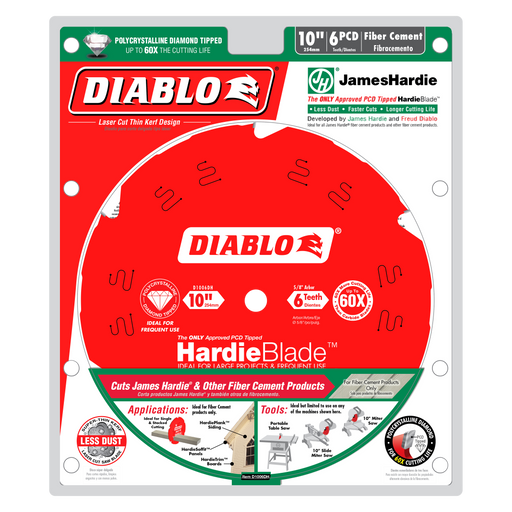 Diablo D1006DH 10" x 6-Teeth HardieBlade™ Saw Blade for Fiber Cement - Package image