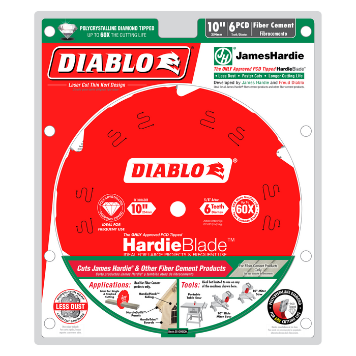Diablo D1006DH 10" x 6-Teeth HardieBlade™ Saw Blade for Fiber Cement - Package image