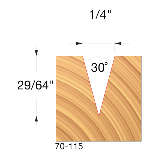 Freud 70-115 30° x 1/4" diameter Engraving V Groove Bit - Package image
