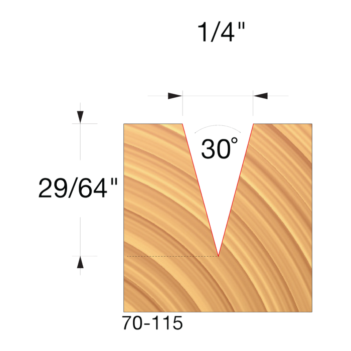 Freud 70-115 30° x 1/4" diameter Engraving V Groove Bit - Package image