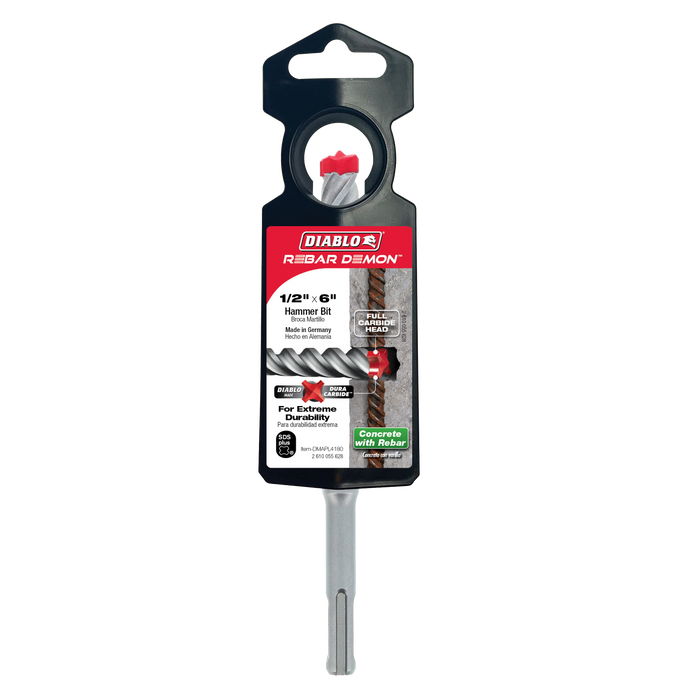 Diablo DMAPL4180 1/2" x 4" x 6" Rebar Demon™ SDS-Plus 4-Cutter Full Carbide Head Hammer Drill Bit - Package image