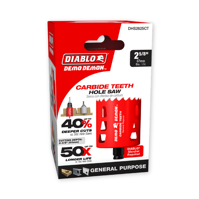 Diablo DHS2625CT 2-5/8" Carbide Teeth Hole Saw for Wood and Metal - Package image