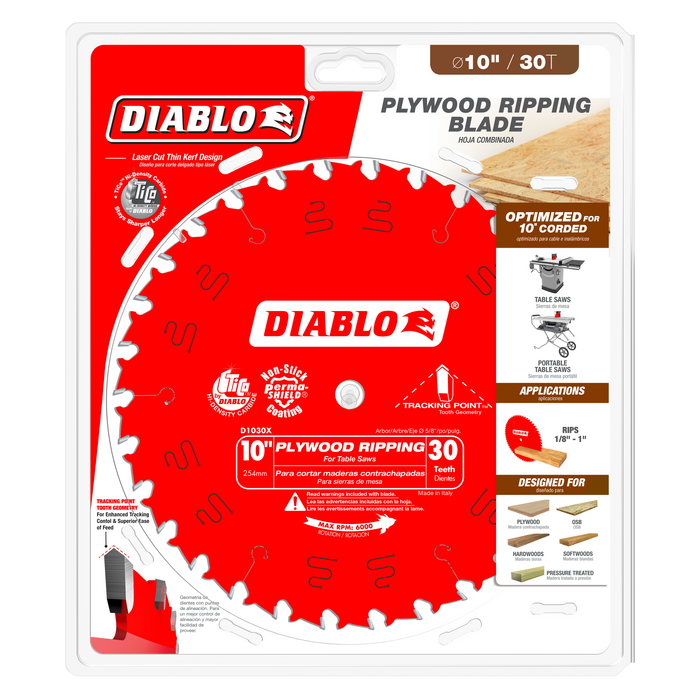 Diablo D1030X 10" x 30-Teeth Plywood Ripping Saw Blade - Package image