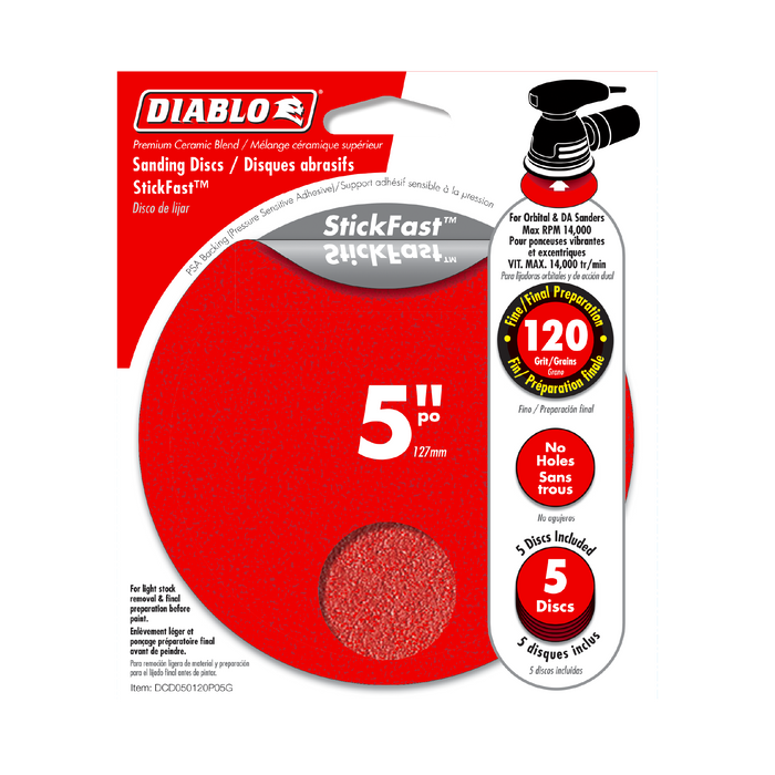 Diablo DCD050120P05G 5" 120-Grit ROS StickFast™ Sanding Discs(5-pk) - Package image