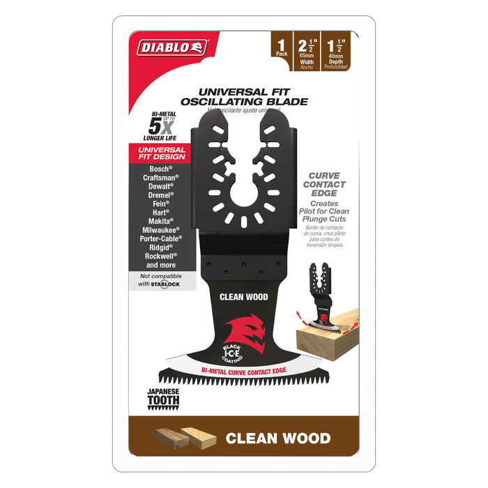 Diablo DOU250JBW 2-1/2" Demo Demon™ Universal Fit Bi-Metal Oscillating Blade for Clean Wood - Package image