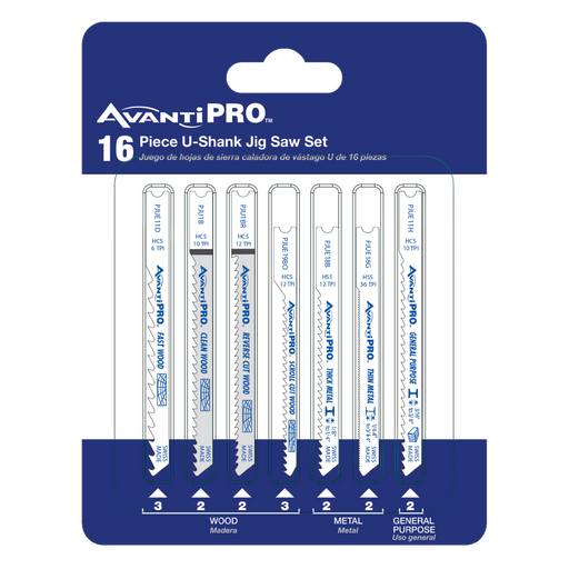 AvantiPRO PJU16BC AvantiPRO U-Shank Jig Saw Blade Set for Wood & Metal (16-pieces) - Package image