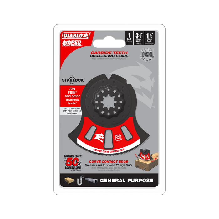 Diablo DOS3125RCGP 3-1/8" AMPED™ Demo Demon™ Starlock Carbide Teeth Oscillating Blade for General Purpose Cuts - Package image