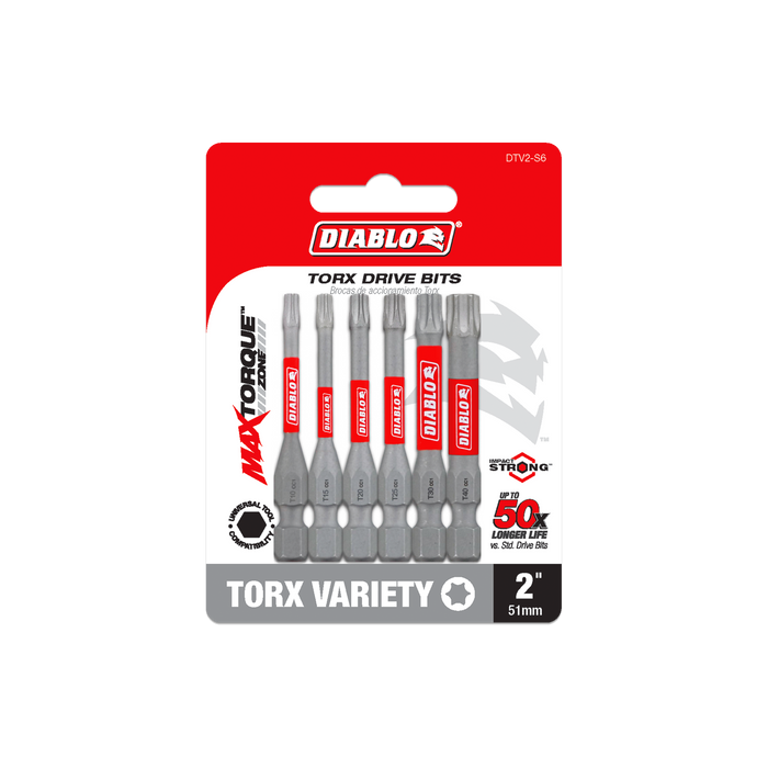 Diablo DTV2-S6 6-Piece 2" Torx Drive Bits - Package image