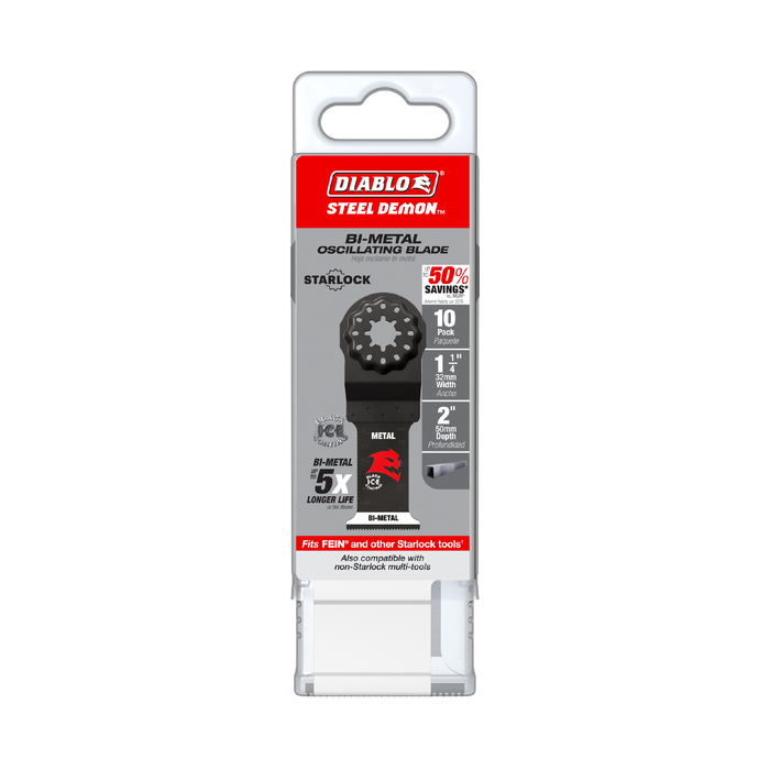 Diablo DOS125BF10 1-1/4" Steel Demon™ Starlock Bi-Metal Oscillating Blades for Metal (10-pk) - Package image