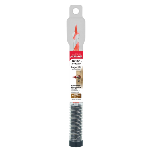 Diablo DAG1060 9/16" x 7-1/2" Auger Bit for Wood & Nail-Embedded Wood - Package image