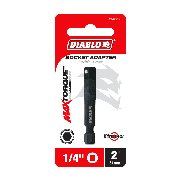 Diablo DSA0250 1/4" Hex to 1/4" Square Socket Adapter - Package image