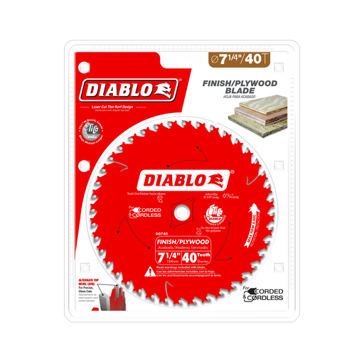 Diablo D0740A 7-1/4" x 40-Teeth Finish Saw Blade for Wood - Package image