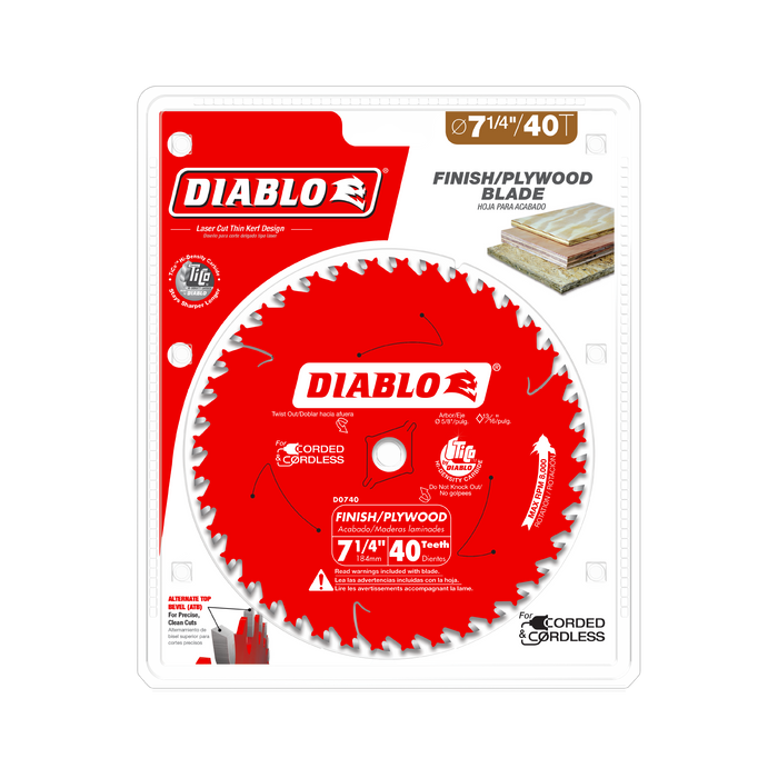 Diablo D0740A 7-1/4" x 40-Teeth Finish Saw Blade for Wood - Package image