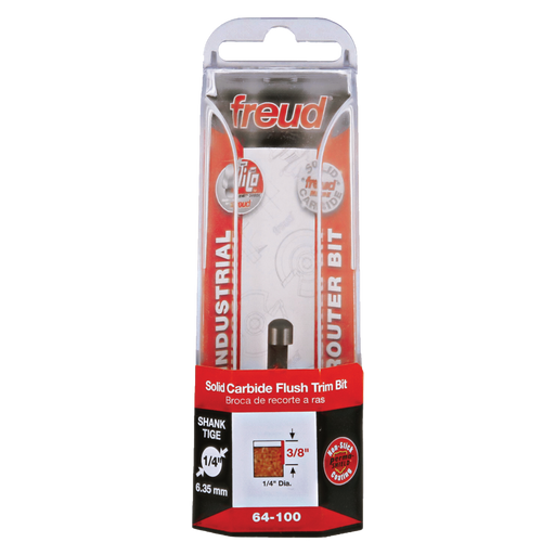 Freud 64-100 1/4" (Dia.) Solid Carbide Flush Trim Bit - Package image