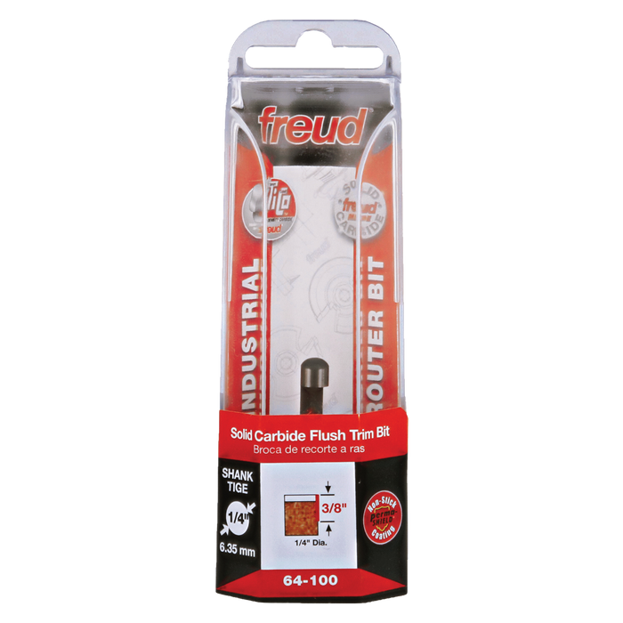 Freud 64-100 1/4" (Dia.) Solid Carbide Flush Trim Bit - Package image