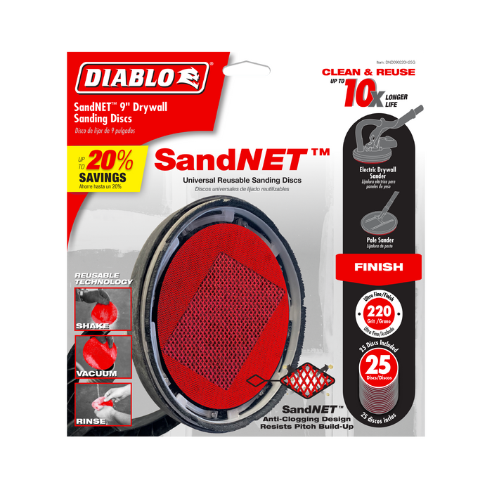 Diablo DND090220H25G 9" Sand Demon™ 220-Grit Sanding Discs for Drywall (25-pk) - Package image