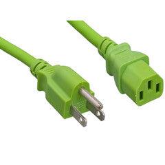 Computer / Monitor Power Cord, Green, NEMA 5-15P to C13, 18AWG, 10 Amp, 10 foot