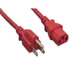 Computer / Monitor Power Cord, Red, NEMA 5-15P to C13, 18AWG, 10 Amp, 2 foot