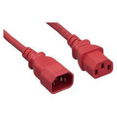 Computer / Monitor Power Extension Cord, Red, C13 to C14, 10 Amp, 3 foot