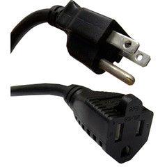 Power Extension Cord w/ SJT Jacket, Black, NEMA 5-15P to NEMA 5-15R, UL/CSA rated, 10 Amp, 25 foot