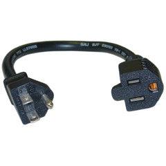 Power Extension Cord, Black, NEMA 5-15P to NEMA 5-15R, 13 Amp, 16 AWG, 1 foot