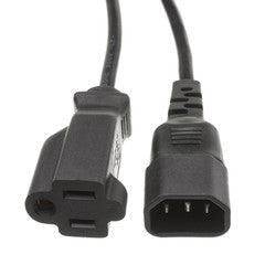 Power Cord Adapter, Black, C14 to NEMA 5-15R, 10 Amp, 6 foot