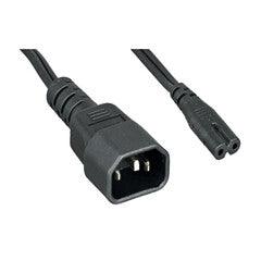 Power Cord, C14 to C7, Non-Polarized, 18AWG, Black, 6ft