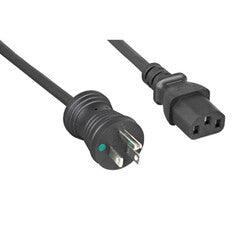 Hospital Grade Green Dot Power Cord, Nema 5-15 to C13, 18 AWG, SJT, 10 Amp / 125 Volt, Black, 15 foot