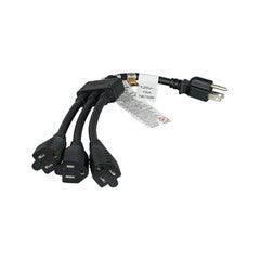 Power Cord Splitter, NEMA 5-15P to 3x NEMA 5-15R, 14AWG, 15 Amp, 24 inch, Black