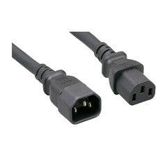 Computer / Monitor Power Extension Cord, Black, C13 to C14, 14AWG,15 Amp, 3 foot