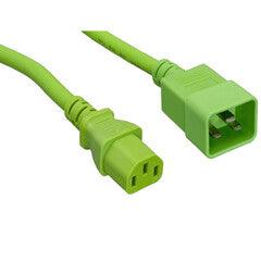 Server Power Extension Cord, Green, C20 to C13, 14AWG/3C, 15 Amp, 3 foot