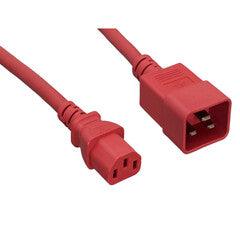 Server Power Extension Cord, Red, C20 to C13, 14AWG/3C, 15 Amp, 4 foot