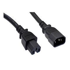 High Temperature Power Cord, C14 to C15, 14AWG, 15 Amp, UL SJT, Black, 8 foot